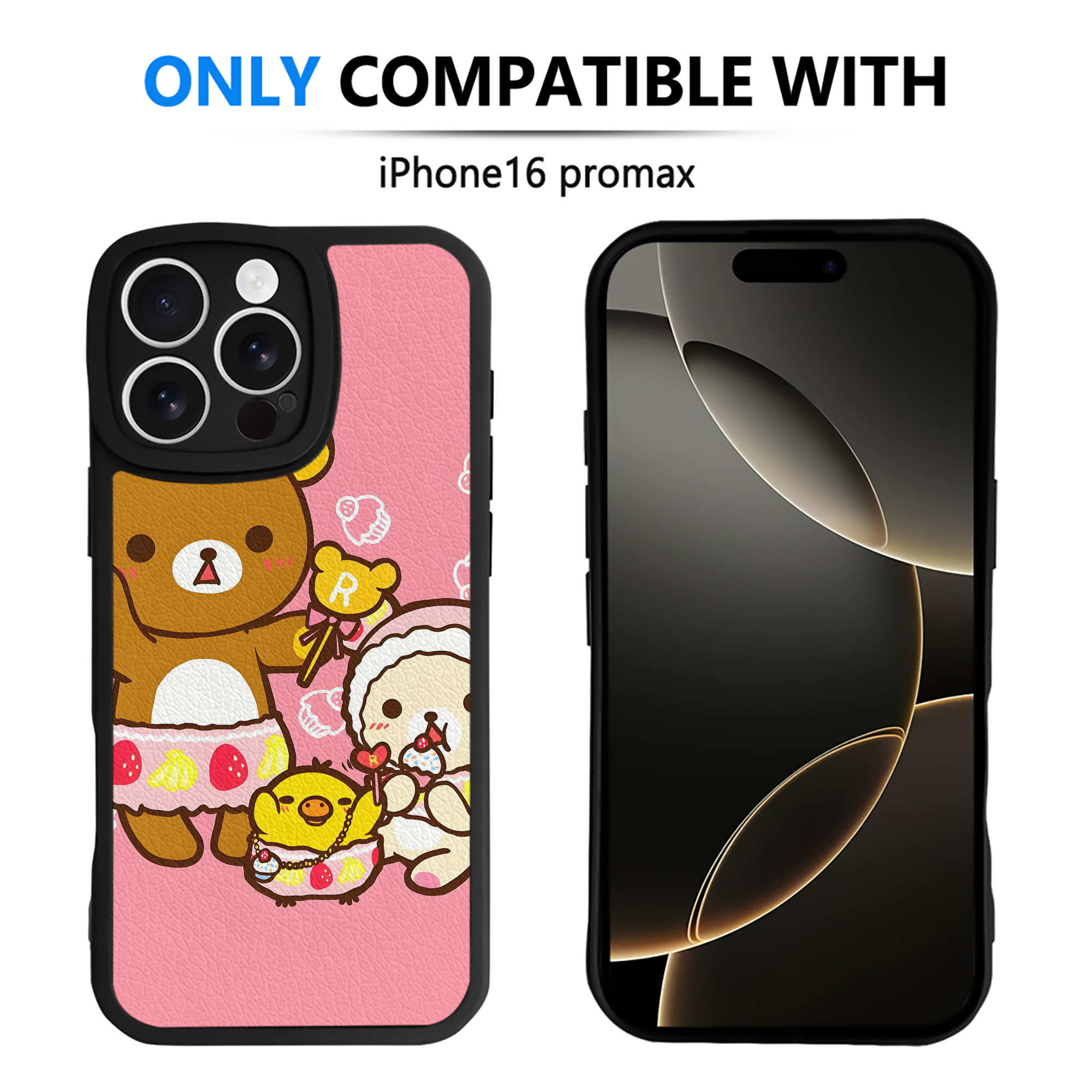 （画像用） リラックマ リラックマ キイロイトリ Rilakkuma Korilakkuma Kiiroitori 【iPhone 16シリーズ対応】シリコンスマホケース（レザー調） 材質：シリコン